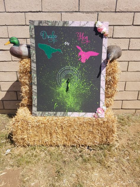 Duck hunting gender reveal. Drake or Hen? Duck Hunting Gender Reveal, Hunting Gender Reveal, Rustic Nursery Room Ideas, Country Gender Reveal, Fishing Gender Reveal, Hunting Baby, Hunting Themes, Pregnancy Gender Reveal, Gender Reveal Party Theme