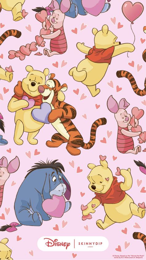 Winnie Wallpaper Pooh Bear, Winnie The Pooh Valentines Day Wallpaper, Winnie The Pooh Valentines Day, Disneyland Iphone Wallpaper, Luka Wallpaper, Disney Valentines Day, Winnie The Pooh Wallpaper, Valentine Wallpapers, Chanel Wallpapers