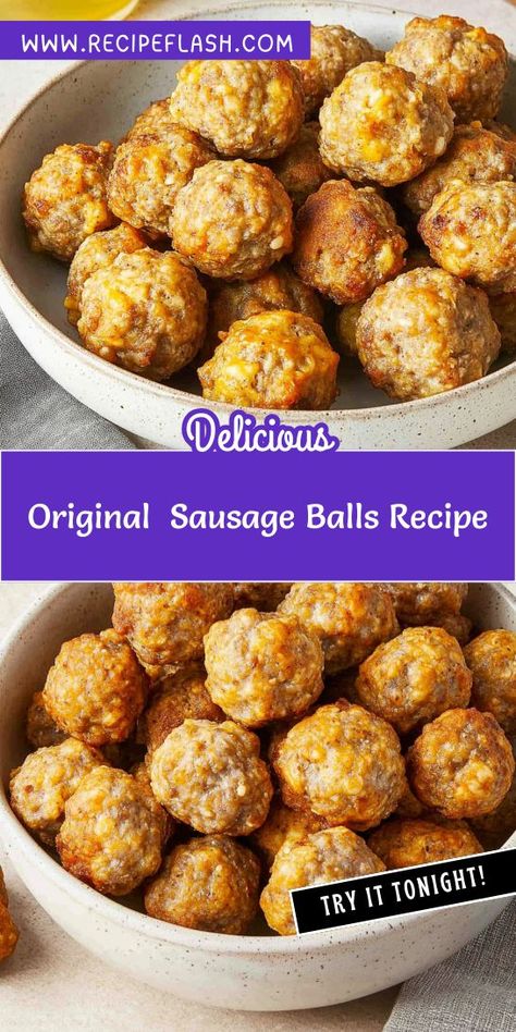 Looking for the perfect appetizer that everyone will love? This Original Sausage Balls Recipe is a crowd-pleaser for any gathering! Enjoy the delicious blend of sausage and cheese that makes these bites irresistible. Save this recipe for your next party and impress your friends with these tasty sausage balls! Best Sausage Ball Recipe, Cheesy Sausage Balls, Easy Sausage Balls, Bisquick Sausage Balls, Easy Sausage Balls Recipes, Bisquick Sausage, Sausage Balls Bisquick, Sausage Cheese Balls, Brunch Appetizers