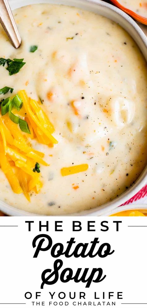 Cooking Cheap, The Best Potato Soup, Best Potato Soup, The Food Charlatan, Potato Soup Easy, Creamy Potato Soup, Homemade Soup Recipe, Dried Food, Food Charlatan