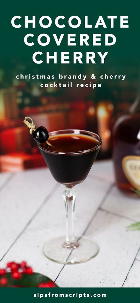 The Chocolate-Covered Cherry is a brandy Christmas cocktail recipe that was originally created by Nick Mautone. This variation was adapted from his book The Artisanal Kitchen: Holiday Cocktails. Holiday Party Drinks Alcohol, Cherry Cocktail Recipes, Artisanal Kitchen, Brandy Recipe, Cherry Whiskey, Holiday Party Drinks, Bourbon Cherries, Christmas Drinks Alcohol, Brandy Cocktails