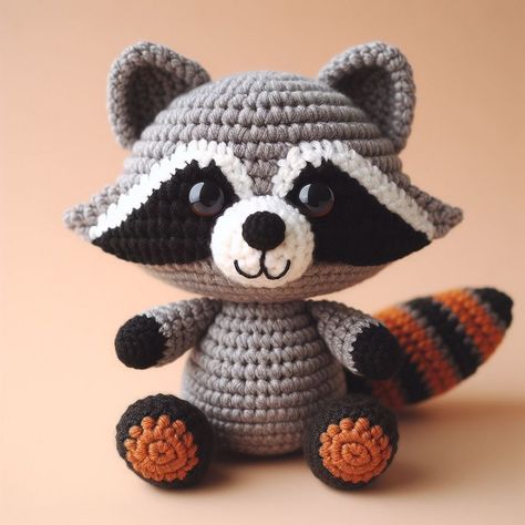 Crochet Raccoon, Crochet Toys Free, Crochet Animals Free Patterns, Crochet World, Pink Yarn, Crochet Patterns For Beginners, Amigurumi Free Pattern, Crochet Dolls, Amigurumi Doll