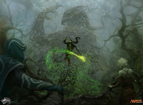 ArtStation - Magic the Gathering: "Nissa's Zendikon", Campbell White Fantasy Card Game, Amazing Digital Art, Wood Bending, Earth Powers, Plant Magic, Elemental Magic, Mtg Art, Magic Aesthetic, Magic Powers