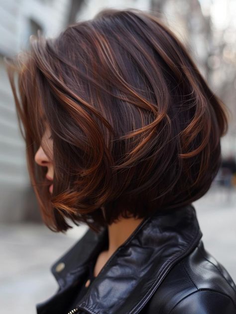 Trendy Bob Haircuts with Highlights: Short, Medium, Long, and More Bob Haircuts With Highlights, Haircuts With Highlights, Trendy Bob Haircuts, Pixie Bobs, Medium Brunette Hair, Trendy Bob, Chic Bob, Layered Bob Haircuts, Short Brown Hair