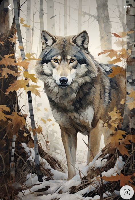 Timber Wolf Art, Paintings Of Wolves, Wolf Art Painting, Wolves Painting Acrylic, Wolf Digital Art, Winter Environment, Wolf Paintings, Wolf Standing, Moose Pictures