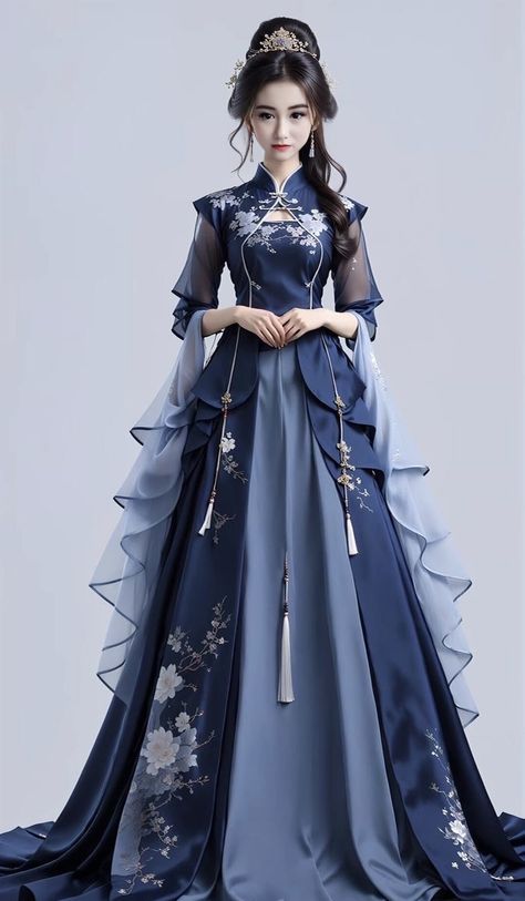 Hanfu Dress Princesses, Chinese Traditional Dress Princesses, Chinese Dress Anime, Chinese Dress Outfit, Fantasy Princess Outfit, Hanfu Wedding Dress, Chinese Dress Traditional, China Traditional Dress, Hanfu Design