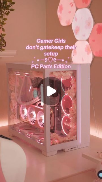 Jessi on Instagram: "Full details are located in my bio on my pc part picker and Amazon storefront! 💕  #CapCut #fyp #pcsetup #pcbuild #pcgaming" White Pc Builds, Girly Pc Build, Pc Builds Gaming, Pink Pc Build, Pc Case Decoration, Aesthetic Pc Build, Cute Pc Build, Pc Build Aesthetic, White Pc Build