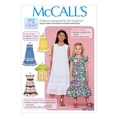 PRICES MAY VARY. Size: cce (3-4-5-6) Includes pattern pieces and sewing instructions Made by mccall's Copyright 2018 Printed in the u.S.A Girls Dress Sewing Patterns, Girl Dress Pattern, Sewing Patterns Girls, Sewing Patterns For Kids, Mccalls Sewing Patterns, Empire Waist Dress, Mccalls Patterns, Dress Sewing Pattern, Dress Sewing Patterns