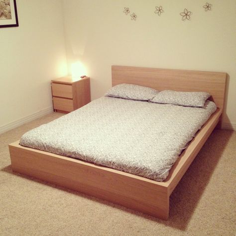 ikea malm bed with side dresser Ikea Headboard Hack, Ikea Room Ideas, Bed Frame High, Side Dresser, Ikea Headboard, Boys Bedroom Colors, King Size Bed Mattress, Malm Bed Frame, Ikea Malm Bed