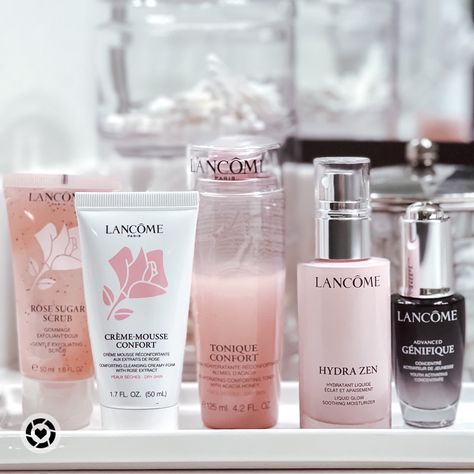 Lancome Skincare Routine, Luxury Skincare Aesthetic, Routine Face Care, High End Skincare, Facial Care Routine, Luxury Skincare Products, Lancome Skincare, My Skin Care Routine, Luxury Skincare Brands