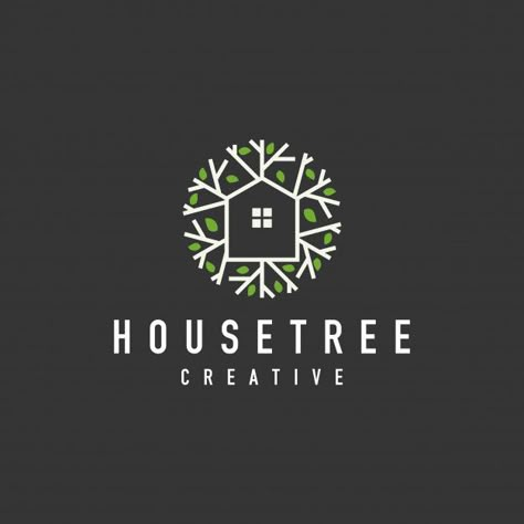 Tree house organic logo | Premium Vector #Freepik #vector #logo #business #tree #wood Tree House Logo, Housing Logo, Wood Logo Design, Minimal Logo Branding, Healthy Logo, Property Logo, Pet Logo, Wood Logo, Decor Logo