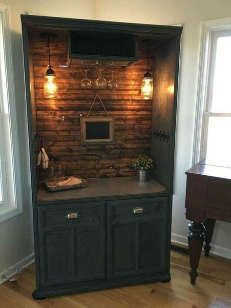 Armoire Bar, Built In Entertainment Center, Coffee Bar Station, Diy Entertainment, Bar Station, Smart Tiles, Coffee Bar Ideas, Home Coffee Bar, Mini Bars