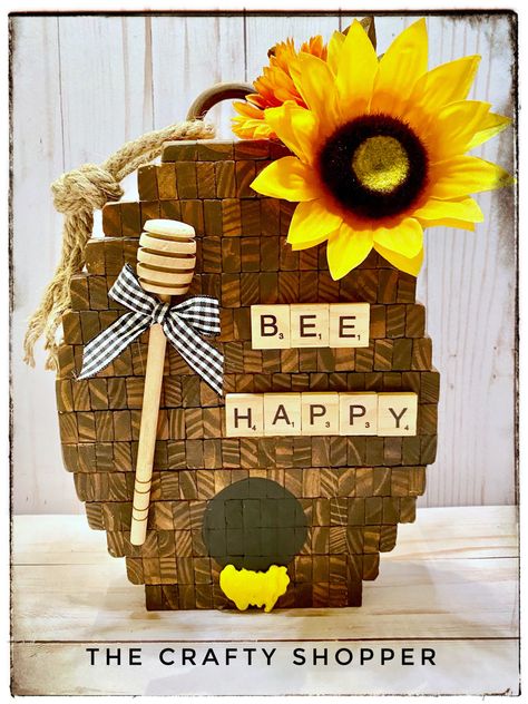 Jenga Easter Crafts, Easter Dollar Tree Crafts, Dollar Tree Bee Crafts, Diy Bee Decorations, Dollar Tree Summer Crafts, Dollar Tree Spring Crafts, Jenga Block Crafts Diy Dollar Tree, Dollar Tree Spring Decor, Jenga Block Crafts