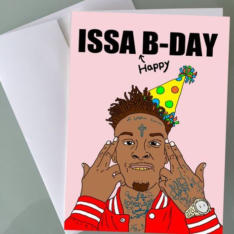 21 Savage Birthday, 21 Savage Funny, Birthday 21, Hip Hop Birthday, Cool Birthday Cards, Portrait Cartoon, 21 Savage, Hip Hop Art, Funny Mothers Day