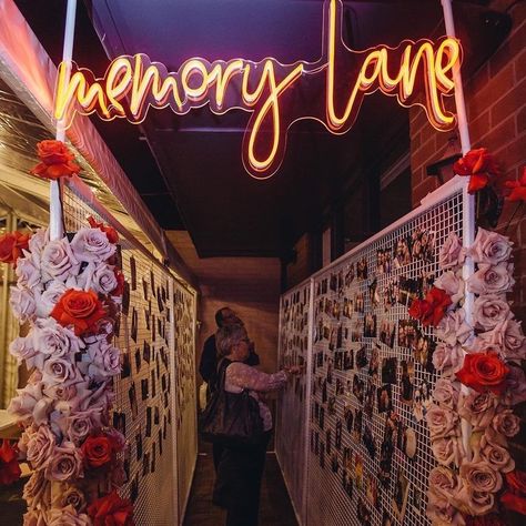 Wedding Memory Lane, Trip Down Memory Lane Party Ideas, Memory Lane Wedding, Favourite Quote, Bridesmaid Duties, Pinterest Contest, Custom Neon Lights, 50th Party, Graduation Theme