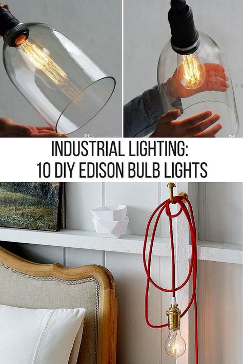 These hanging lights are perfect for industrial decor lovers. Hanging Industrial Lights, Industrial String Lights Bedroom, Hanging Edison Lights On Wall, Industrial Bulb Chandelier, Hanging Lights I. Industrial Space, Chic Lighting, Industrial Lighting, Pendant Chandelier, Edison Light Bulbs