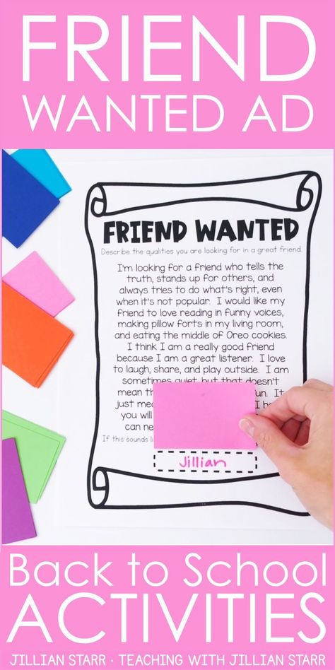 My favorite Back To School Community Building Activity! It's the perfect whole class activity to help build community in your classroom at the beginning of the school year. Students share what they are looking for in a new friend, and how they can be a good friend to others. Perfect for first grade, as well as 2nd, 3rd and 4th! #backtoschool #btsactivities #beginningoftheyear #communitybuilding #backtoschoolactivity Friendship Lessons, Teacher Tricks, Teaching Board, Community Building Activities, Friendship Activities, Be A Good Friend, Building Classroom Community, Back To School Activity, School 2021