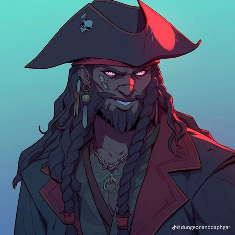 Pirate Dnd Art, Pirate Art Male, Dnd Pirate Character Design, Pirate Fantasy Art, Male Pirate Character Design, Dnd Pirate Art, Orc Pirate, Vampire Pirate, Pirate Character