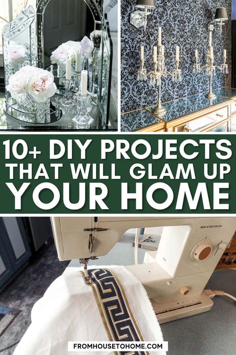 10+ DIY Glam Home Decor Ideas You'll Want To Try Diy Upscale Home Decor, Crystal Home Decor Interior Design, Diy Classy Home Decor, Glam Decor Diy Bedroom, Bougie Home Decor, Hollywood Glam Home Decor, Art Deco Bedroom Ideas Interior Design, Old Hollywood Bedroom Decor, Farmhouse Glam Decor Living Room