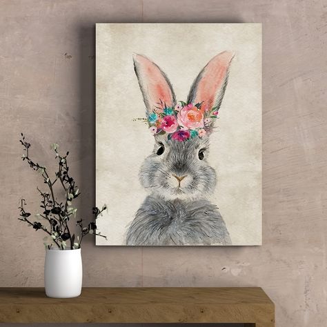 Retro Bunny Rabbit Canvas Art Country Animal Painting Cute - Temu Artwork For Nursery, Bunny Canvas, Easter Canvas, Home Artwork, Painting Cute, Bunny Pictures, Animal Painting, Cute Rabbit, Room Decorations