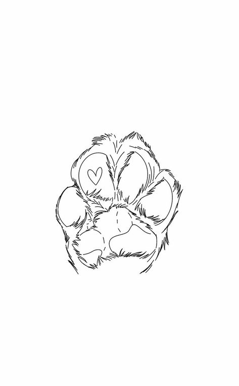 Paw With Heart Tattoo, Dogs Paw Drawing, Animal Head Outline, Black And White Dog Wallpaper, Heart Paw Tattoo, Paw Dog Tattoo, Jack Russell Terrier Tattoo, Paw Tattoo Design, Tattoo Dog Paw