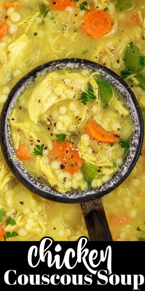 Lemon and chicken couscous soup has so much flavor, full of healthy ingredients, and is ready in just 30 minutes. Old Fashioned Chicken And Rice, Chicken Couscous Soup, Crockpot Cabbage Soup, Couscous Soup, Cabbage Soup Crockpot, Easy Cabbage Soup, Italian Wedding Soup Recipe, Chicken Couscous, Lemon Chicken Soup