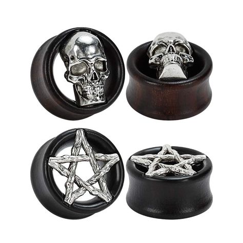 PRICES MAY VARY. 0g 00g 1/2 9/16 5/8 to 1 inch ear gauges is optional 2 pcs star shape and 2 pcs skull shape wooden plugs and tunnels for ears Material 316L surgical steel and top grade wood finely polished easy insertion and removal Best gift for vip,friends,boyfirend,women, girls, Girlfriend shipped with nice box 100 Days guarantee return & refund if you are unsatisfied the cute ear stretchers High quality material Made with Organic Wood and 316L surgical steel which is hypoallergenic,allergy Ear Gauge Sizes, Ear Stretchers, Plugs And Tunnels, Ear Tapers, Wooden Plugs, Flesh Tunnel, Jewelry Ear, Ear Tunnels, Organic Wood