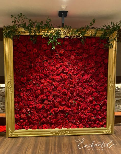 Wedding Arch Rental, Rose Flower Wall, Flower Wall Rental, Red Backdrop, Red Rose Wedding, Gold Backdrop, Flower Wall Backdrop, Red Rose Flower, Rose Wall