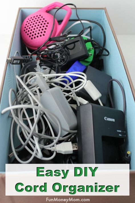 DIY Cord Organizer - Organize electronics chargers in one simple step with this easy organizing idea! #organization #electronicsorganizer #cordorganizer #cordstorage #chargerstorage via @funmoneymom Diy Cord Organizer, Organize Electronics, Hide Electrical Cords, Electronics Organization Storage, Charger Organizer, Electronic Workbench, Electronics Storage, Diy Gadgets, Fun Organization