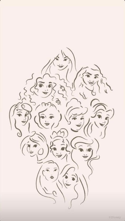 All Princess Disney Wallpaper, Princesas Disney Wallpaper, Phone Wallpaper Disney, Disney Princess Silhouette, Disney Silhouettes, Disney Paintings, All Disney Princesses, Disney Princess Fan Art, Cute Disney Drawings