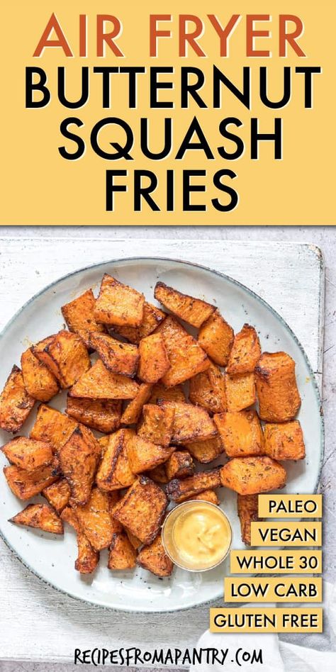 Butternut Squash In Air Fryer, Squash In Air Fryer, Fried Butternut Squash, Air Fryer Butternut Squash, Dried Cranberries Recipes, Butternut Squash Vegan, Oven Roasted Butternut Squash, Butternut Squash Fries, Fries Recipes