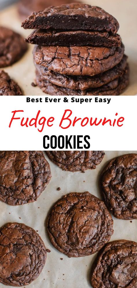 Fudge Brownie Cookies, Chocolate Fudge Cookies, Chocolate Brownie Cookies, Cookie Brownie Recipe, Fudge Cookies, Fudgy Brownie, Fudge Recipes Easy, Fudge Brownie, Fudge Easy