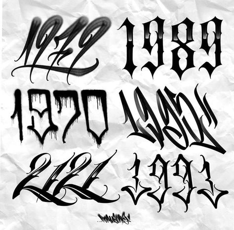 Download top free fonts for logos & branding! Best brush, script, & handwritten styles for commercial use. Click now! 😄😊😸 1976 Tattoo Fonts, 1991 Tattoo Design, Graffiti Numbers Fonts, Lettering Numbers Tattoo, Chicano Numbers, Tattoo Number Design, 1992 Tattoo, Procreate Graffiti, Graffiti Numbers