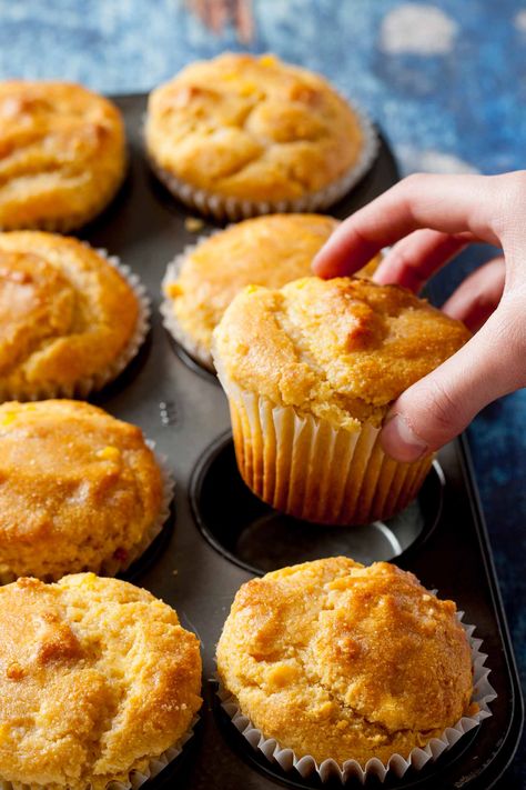 These Honey Cornbread Muffins are tender, soft, and completely refined sugar-free!  We love serving these with a big bowl of chili or enjoying them as a healthy make-ahead breakfast. Sweet Potato Casserole Topping, Cornbread Honey, Freeze Potatoes, Baileys Irish Cream Cake, Honey Cornbread Muffins, Cornbread Muffins Recipe, Sweet Potato Cornbread, Healthy Make Ahead Breakfast, Honey Cornbread