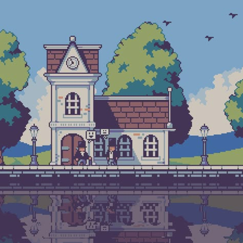 Anime Architecture, Pixel Art Tutorial, 8bit Art, 2d Game Art, Cool Pixel Art, Art Village, Pix Art, Pixel Design, Pixel Art Games