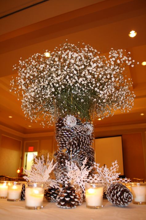 Corporate Holiday Party - Centerpiece | SocialTables.com | Event Planning Software Holiday Party Centerpieces, Christmas Party Centerpieces, Corporate Christmas Parties, Christmas Party Table, Corporate Holiday Party, Company Christmas Party, Work Christmas Party, Holiday Party Themes, Winter Centerpieces