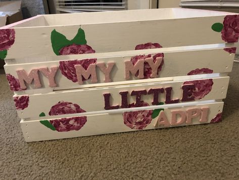 Sorority Crate Ideas, Flower Big Little Reveal, Chi Omega Big Little Basket, Alpha Chi Omega Painting, Sorority Bed Decoration Big Little, Chi Omega Wooden Letters, Flowers Glitter, Crate Ideas, My My