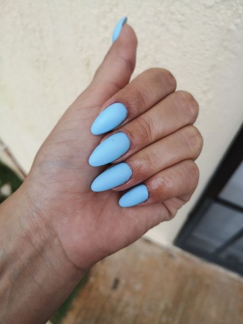 Matte Almond Nails, Blue Matte Nails, Nail Magic, Almond Acrylic, Almond Acrylic Nails, Matte Nails, Pastel Blue, Almond Nails, Hair And Nails