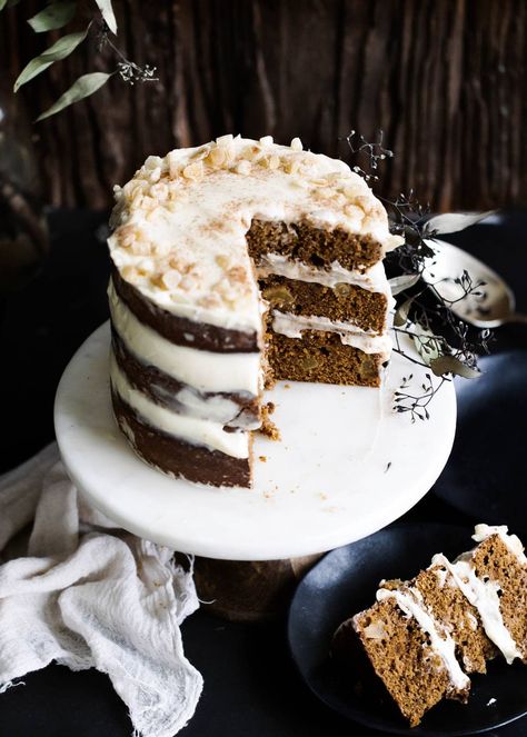 Honey Cake with Fresh Figs - Broma Bakery Buckwheat Carrot Cake, Ginger Molasses Cake, Mascarpone Frosting Recipe, Cake With Mascarpone Frosting, Molasses Cake, Cake With Mascarpone, Healthy Cakes, Ginger Molasses, Mascarpone Frosting