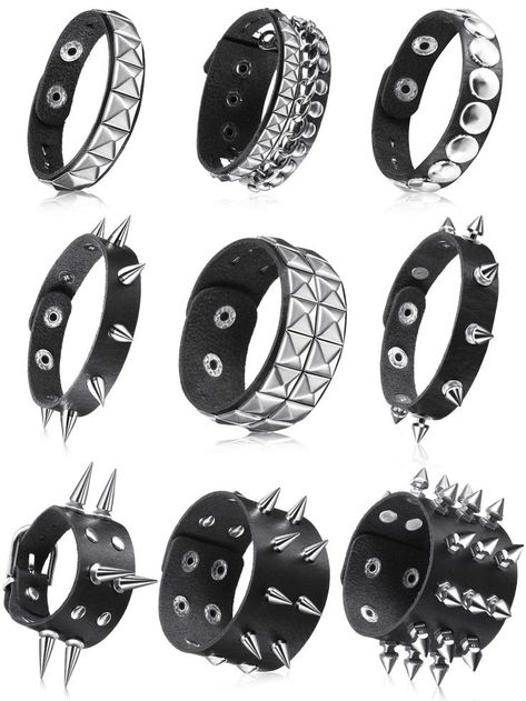 Leather Bracelet Bracelets Wristband Halloween Studded Bracelet, Spike Bracelet, Faux Leather Bracelets, Wrap Bangles, Womens Cuff Bracelets, Leather Rivets, Button Bracelet, Party Kleidung, Estilo Punk