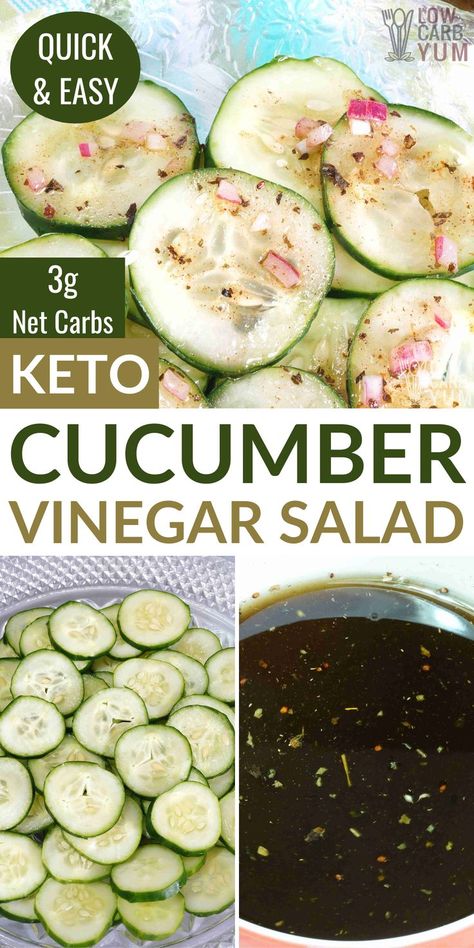 Low Carb Apple Cider, Cucumber Salad With Vinegar, Keto Cucumber Salad, Vinegar Cucumber Salad, Keto Cucumber, Cucumber Salad Vinegar, Keto Salad Recipes, Vinegar Cucumbers, Dinner Recipes Healthy Low Carb