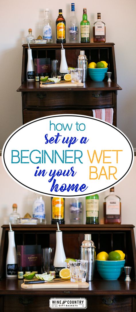 You can set a beginner's version of a wet bar (minus the sink) anywhere in your home! Here's how: How To Set Up A Bar At Home, Setting Up A Bar, Small Plates Recipes, Home Bar Essentials, Bar At Home, Country Recipes, Bar Essentials, Feeding A Crowd, Best Appetizers