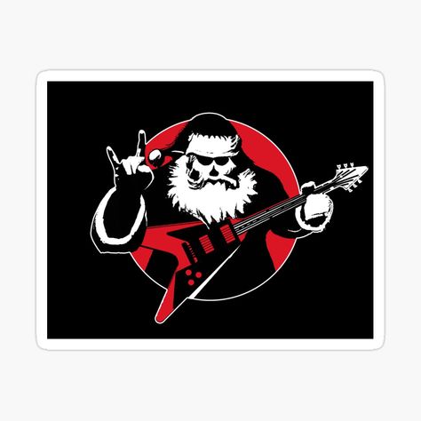 Get my art printed on awesome products. Support me at Redbubble #RBandME: https://www.redbubble.com/i/sticker/Santa-Claus-Playing-Guitar-Heavy-Metal-Christmas-by-TMBTM/126463542.EJUG5?asc=u Heavy Metal Christmas, Scary Christmas, Band Christmas, Xmas Sticker, Christmas Canvas Art, Redbubble Stickers, Metal Fan, Christmas Painting, Metal Christmas