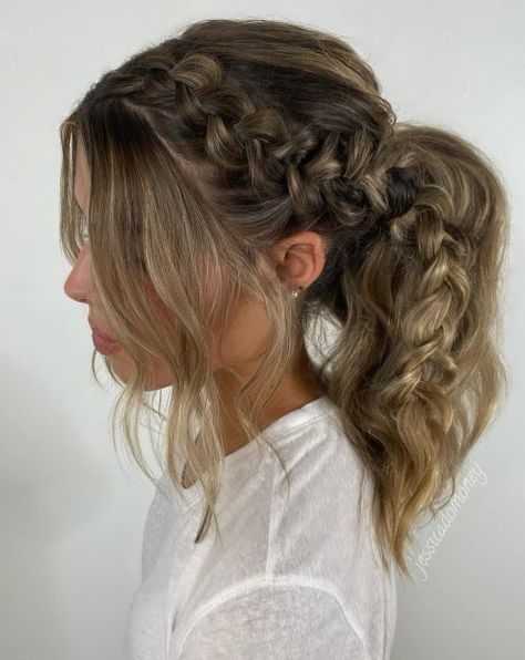 Inverted French Braid, Prom Ponytail Hairstyles, Prom Hair Up, Fancy Ponytail, Birthday 13, Hair Styles For Short Hair, Tail Hairstyle, Styles For Short Hair, High Ponytail Hairstyles