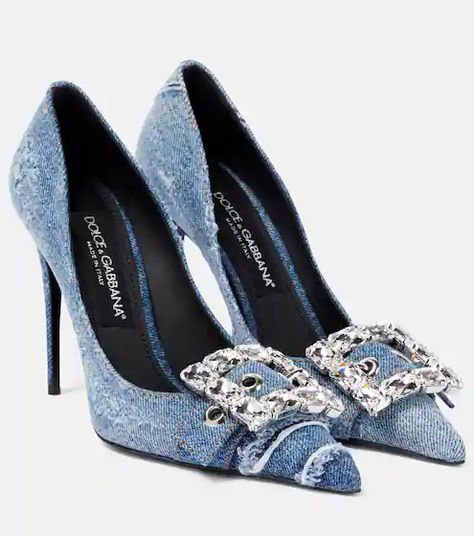 Designer Pumps | Shop at Mytheresa Denim Pumps, Bags Business, Evening Heels, Lace Pumps, Dolce Gabbana Shoes, Shoe Boxes, Designer Pumps, Crystal Shoes, High Heels Shoes