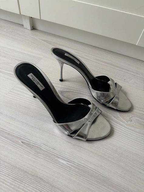 vintage Dolce and Gabbana silver mules sandals heels shoes leather 90s y2k D&G 38.5 highheels high 00s metallic Silver Mules, Vintage Dolce And Gabbana, Velvet Rope, Mules Sandals, 90s Music, Compact Disc, Janet Jackson, Mule Sandals, Shoe Closet