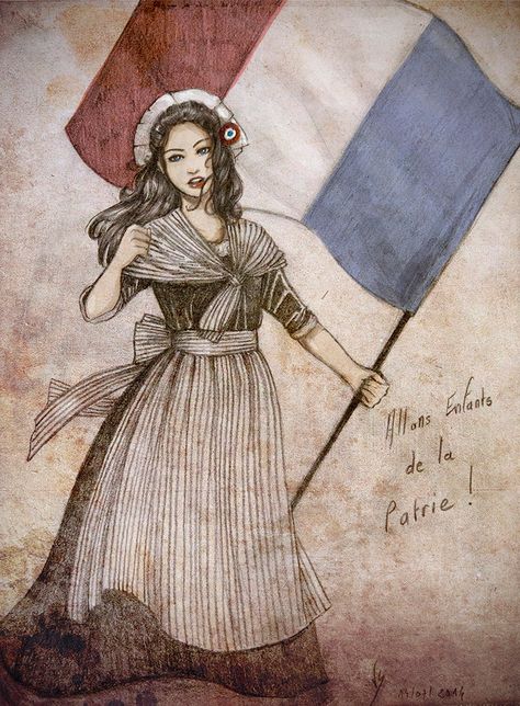 "Allons Enfants de la Patrie !" by Vassantha French Revolution Drawing, French Revolution Art, Traditional French Clothing, France Revolution, Atom Project, Revolution Art, 19th Century Clothing, طابع بريدي, France Flag