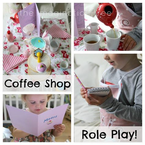 Coffee Shop Role Play - The Imagination Tree Friendship Eyfs, Aistear Ideas, Cafe Role Play Area, Cafe Role Play, Shop Role Play, Play Bakery, Kids Role Play, Role Play Areas, Cafe Area