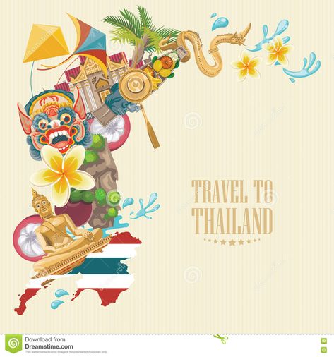 Travel To Thailand, Thailand Map, Illustration Travel, Thailand Adventure, Thailand Art, Vector Technology, Travel Thailand, Iphone Pictures, Thai Art