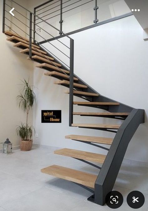 Pagar Modern, Steel Stairs Design, Stair Design Architecture, Modern Stair Railing, Staircase Design Modern, Stairs Design Interior, Escalier Design, Steel Stairs, Exterior Stairs